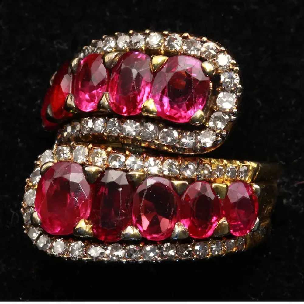 Vintage ring 7.86ct rubies diamonds 14k gold circ… - image 10