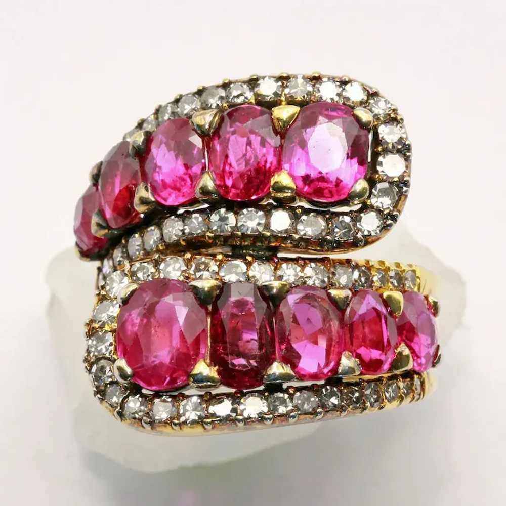 Vintage ring 7.86ct rubies diamonds 14k gold circ… - image 11