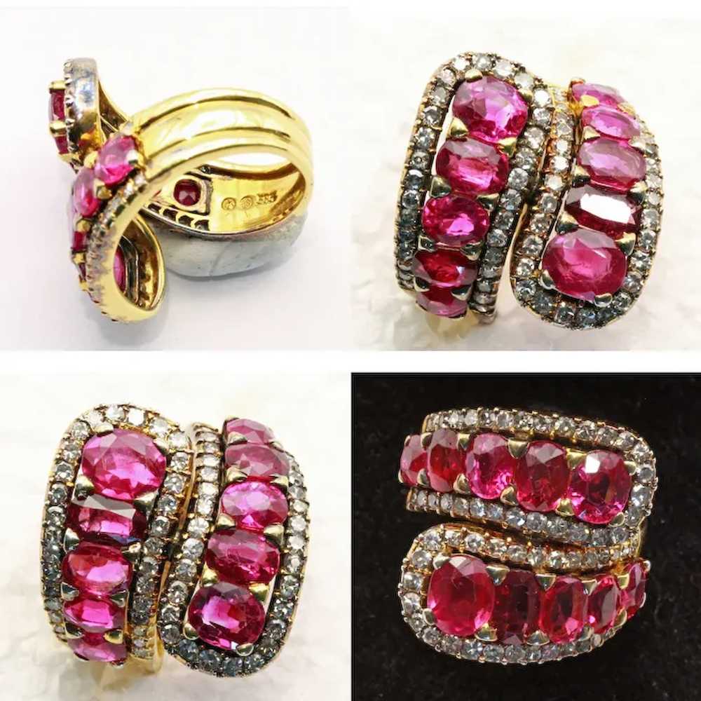 Vintage ring 7.86ct rubies diamonds 14k gold circ… - image 12