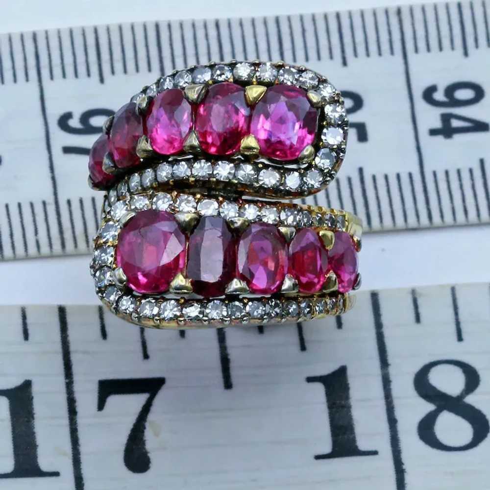 Vintage ring 7.86ct rubies diamonds 14k gold circ… - image 3