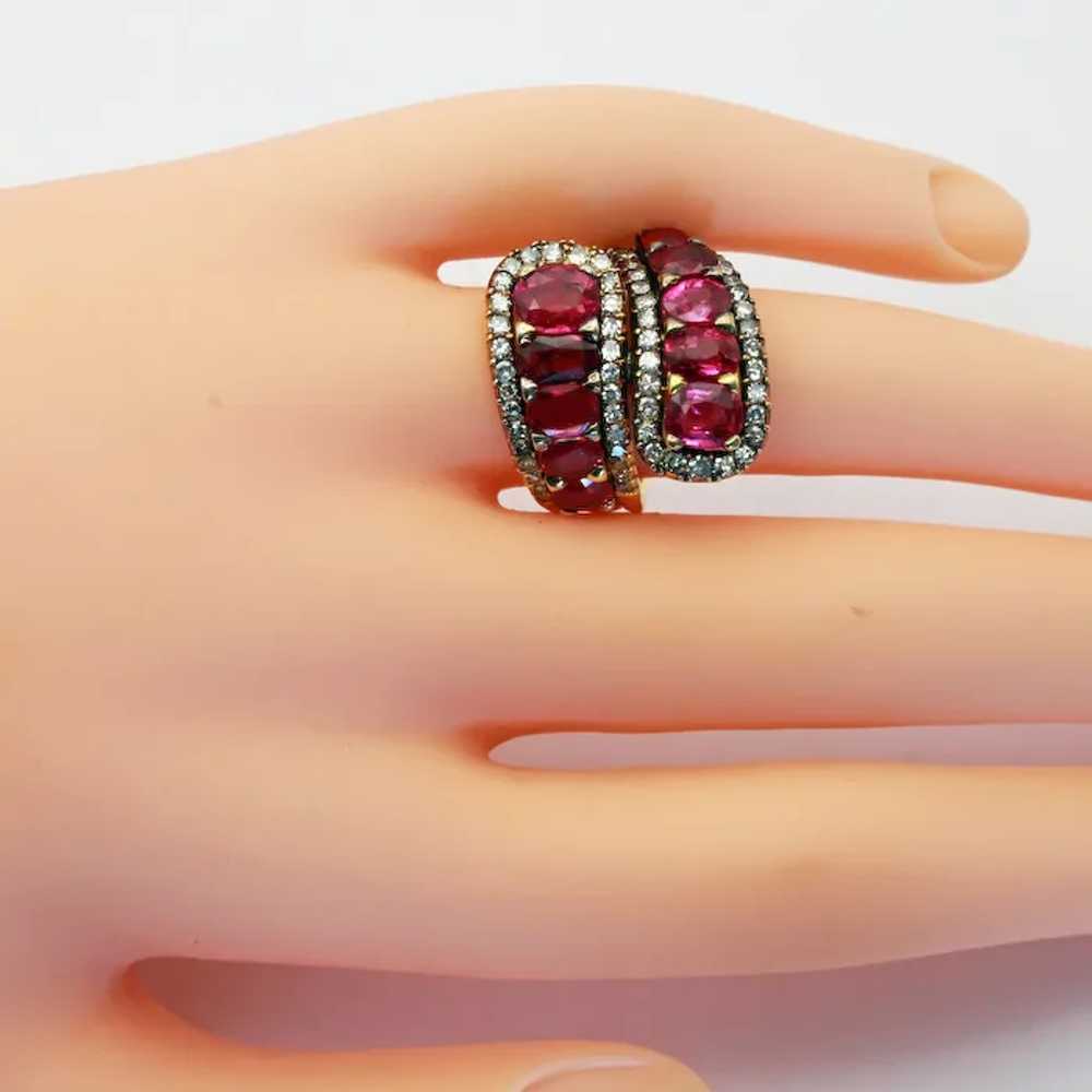 Vintage ring 7.86ct rubies diamonds 14k gold circ… - image 4