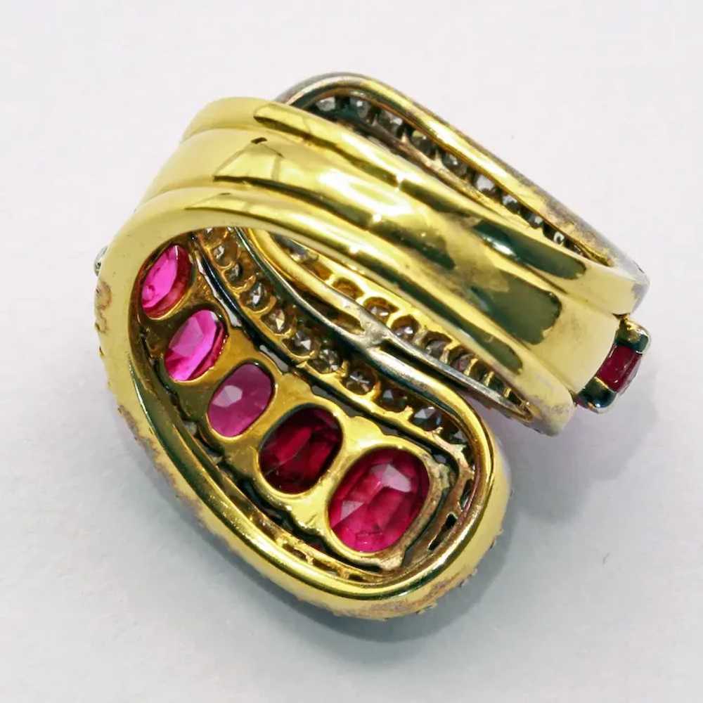 Vintage ring 7.86ct rubies diamonds 14k gold circ… - image 5