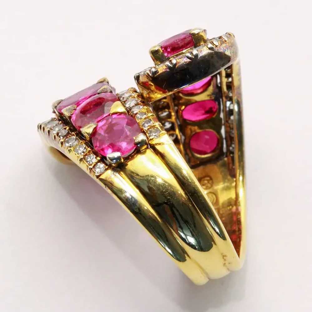 Vintage ring 7.86ct rubies diamonds 14k gold circ… - image 8