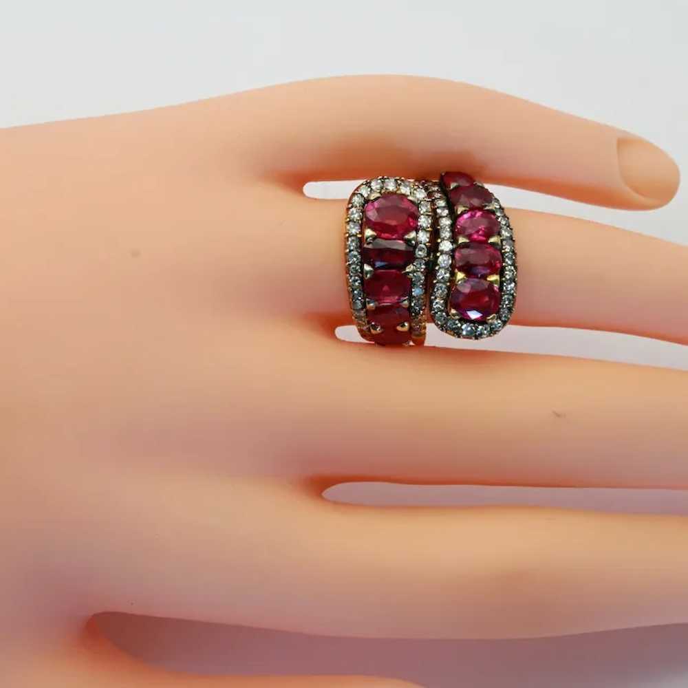 Vintage ring 7.86ct rubies diamonds 14k gold circ… - image 9