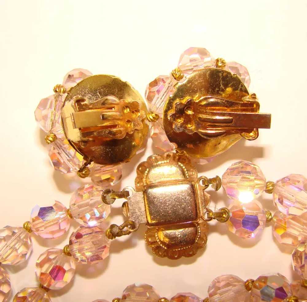 Fabulous PINK Aurora Crystal 2 Strand Vintage Nec… - image 3