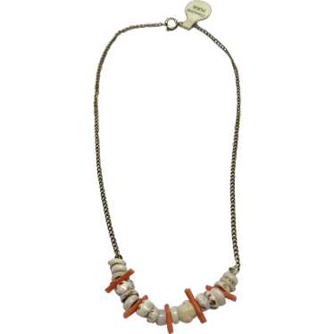 Vintage genuine puka shell coral necklace - image 1