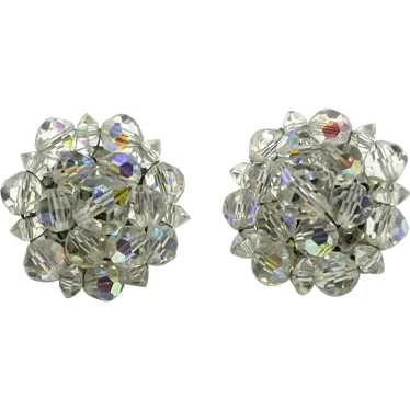 Vintage beaded crystal earrings - image 1