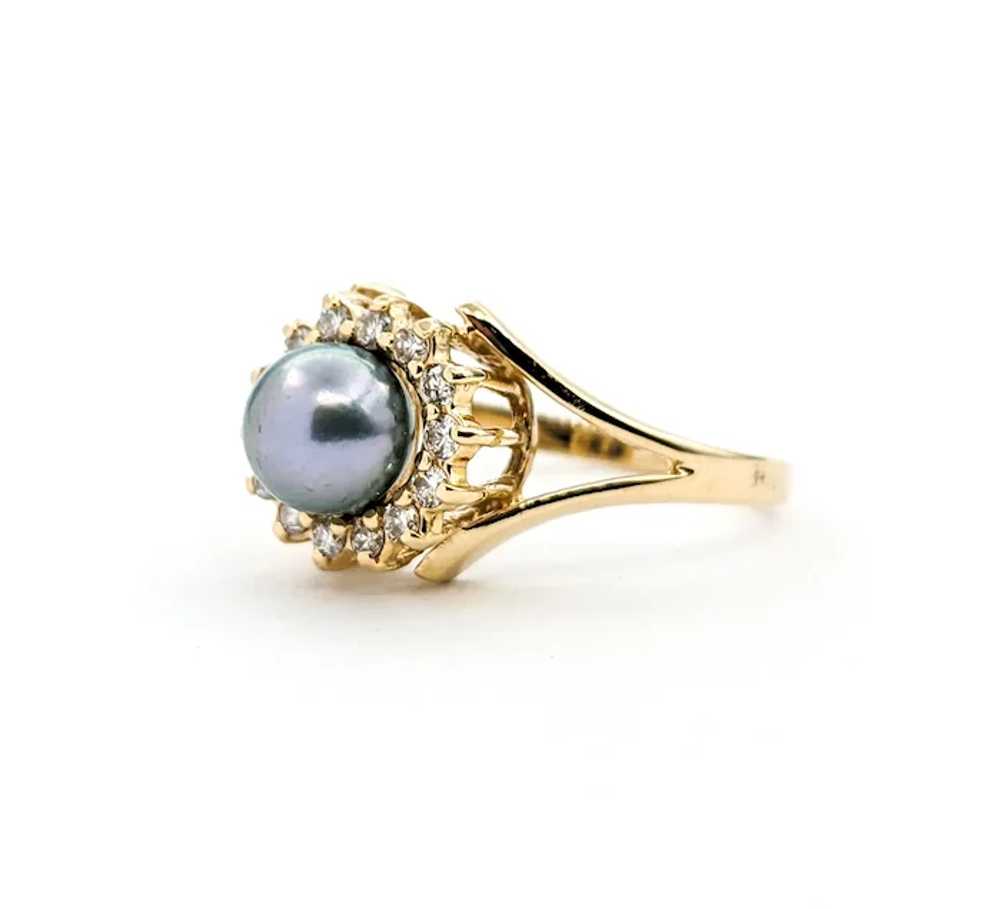 Grey Pearl & Diamond Ring In Yellow Gold - image 6