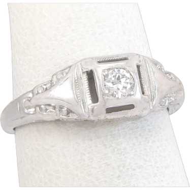 Antique Art Deco .10ct Genuine Diamond 18K White G