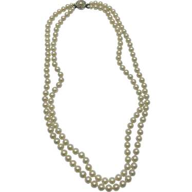 Vintage Japan double pearl strand necklace