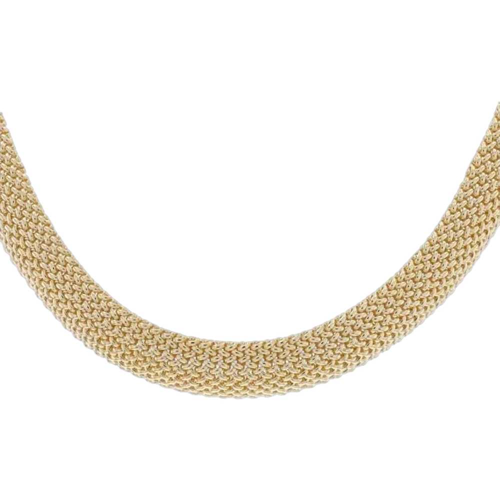 Yellow Gold Woven Mesh Chain Choker Necklace 16 1… - image 1