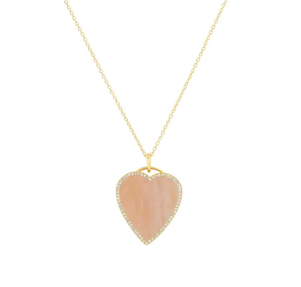 Jennifer Meyer 18k Pink Opal Inlay Heart Necklace - image 10