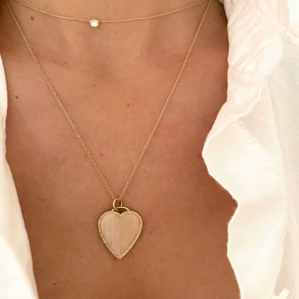 Jennifer Meyer 18k Pink Opal Inlay Heart Necklace - image 11