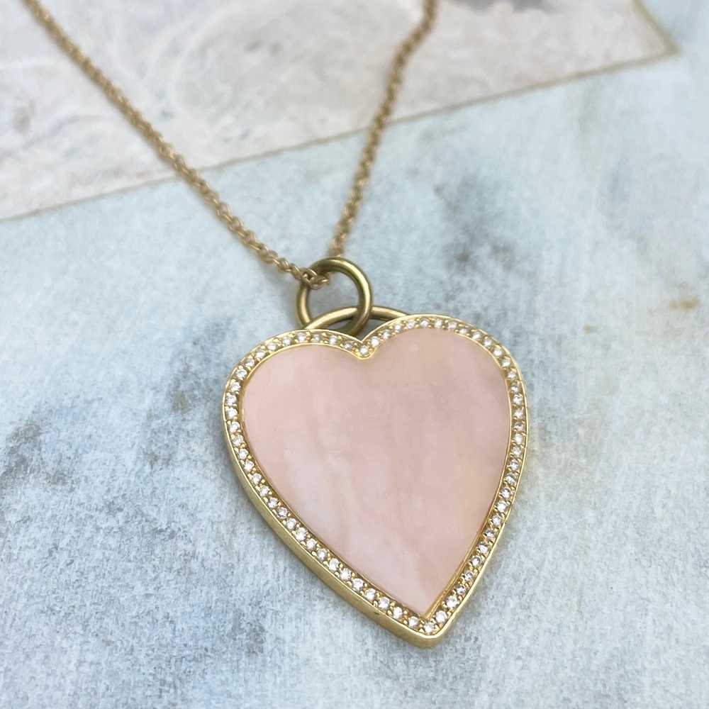 Jennifer Meyer 18k Pink Opal Inlay Heart Necklace - image 12