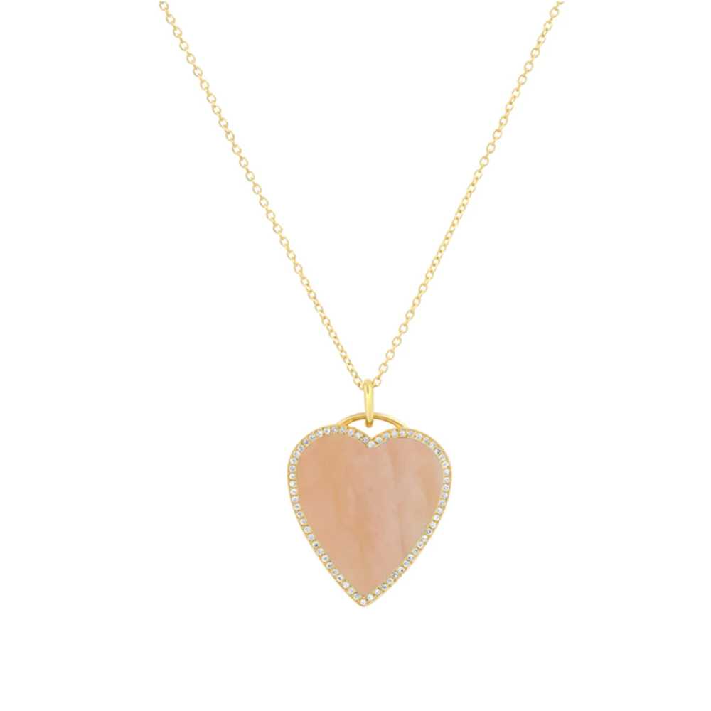 Jennifer Meyer 18k Pink Opal Inlay Heart Necklace - image 1