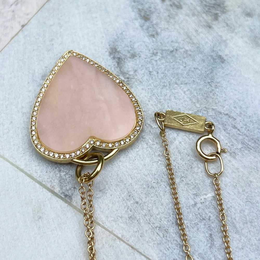 Jennifer Meyer 18k Pink Opal Inlay Heart Necklace - image 4