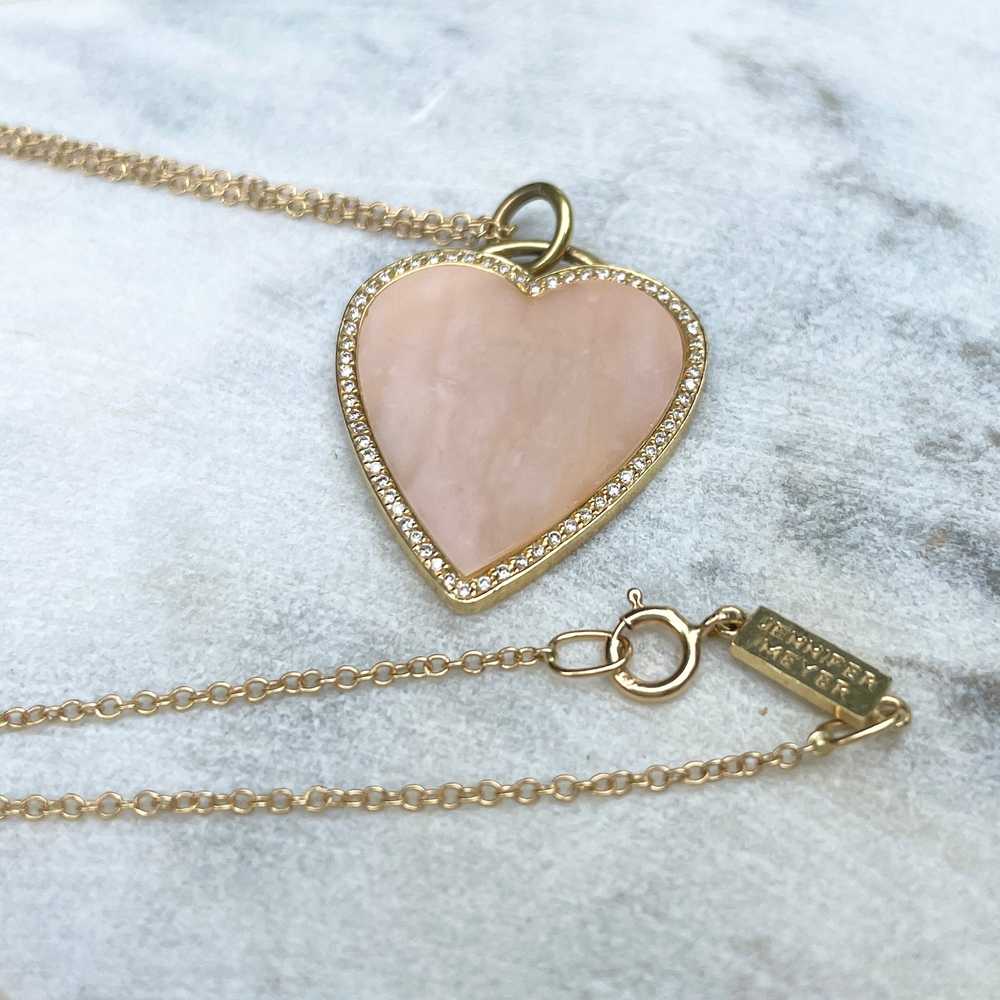 Jennifer Meyer 18k Pink Opal Inlay Heart Necklace - image 7