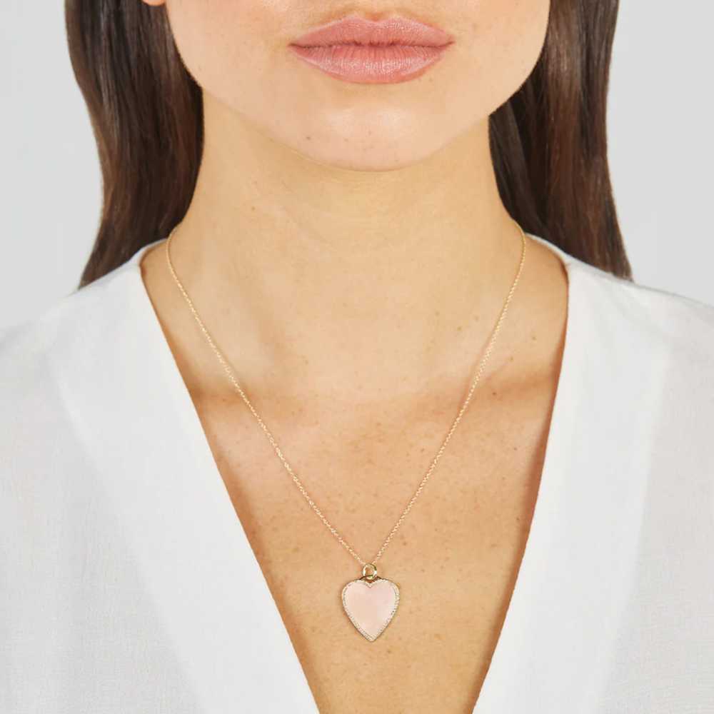 Jennifer Meyer 18k Pink Opal Inlay Heart Necklace - image 8