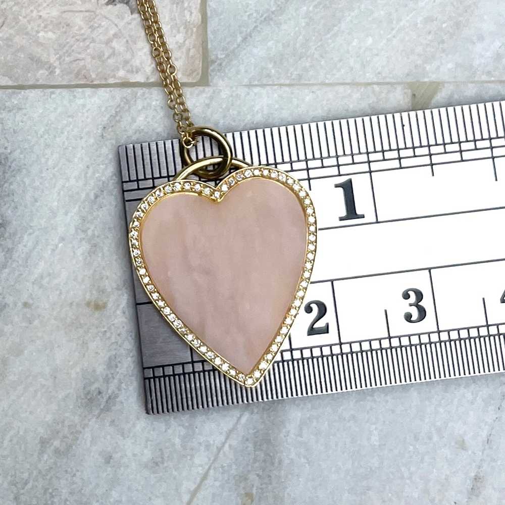 Jennifer Meyer 18k Pink Opal Inlay Heart Necklace - image 9