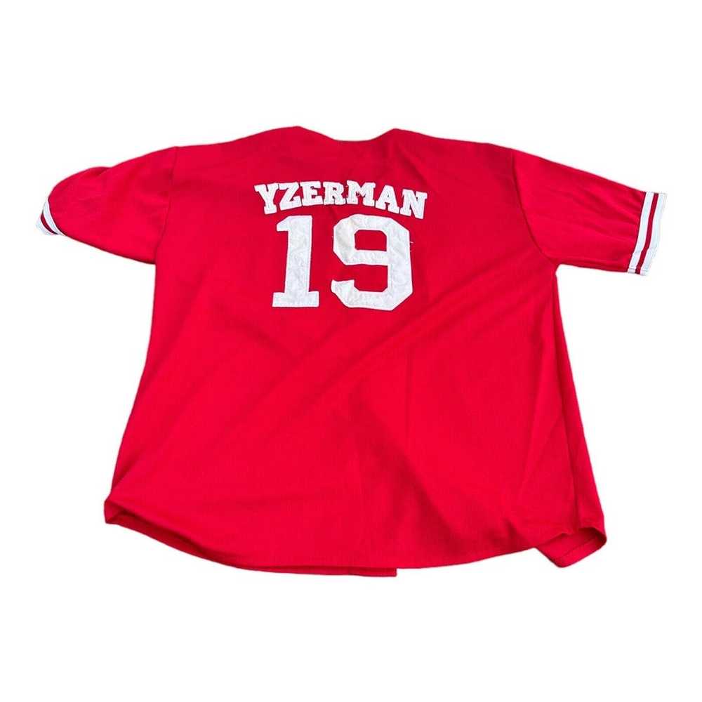 VTG Detroit Red Steve Yzerman Baseball Jersey Ext… - image 3