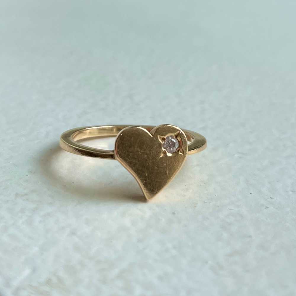 Nina Segal 14k Yellow Gold Heart with Diamond Ring - image 3