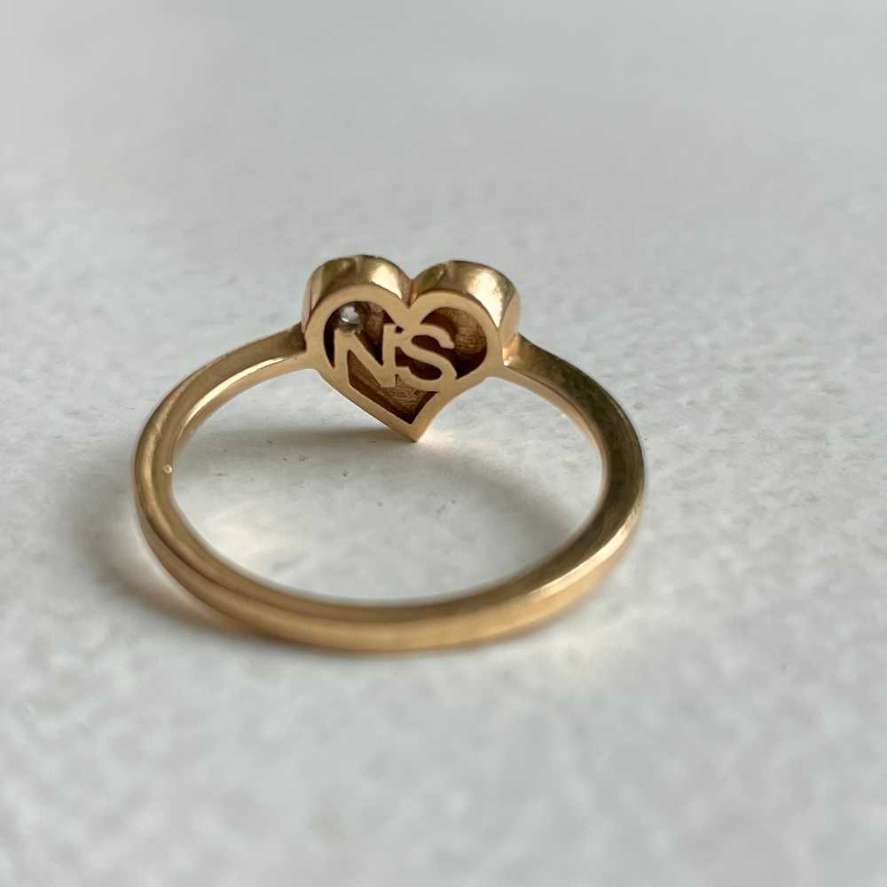 Nina Segal 14k Yellow Gold Heart with Diamond Ring - image 4