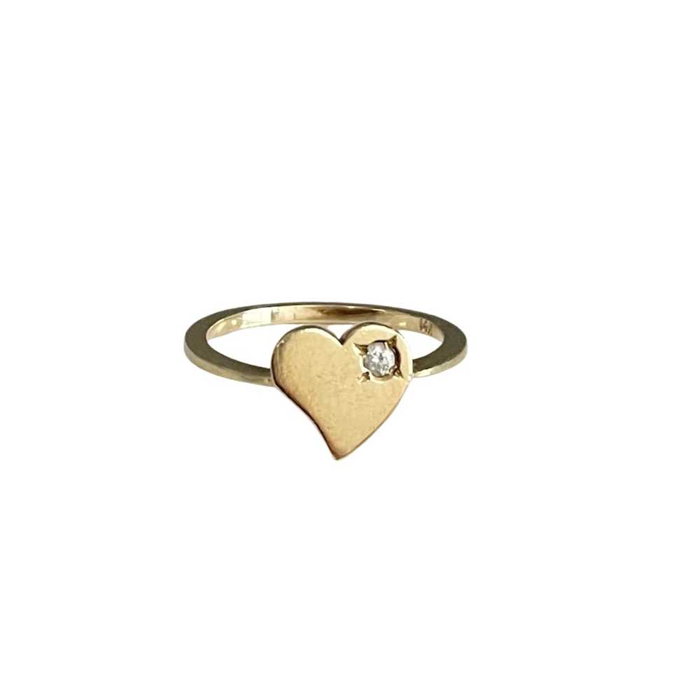 Nina Segal 14k Yellow Gold Heart with Diamond Ring - image 8