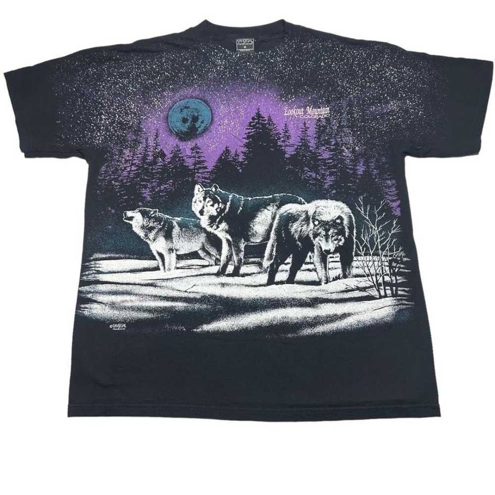 Vintage Wolf Pack All Over Print Graphic T-Shirt … - image 1