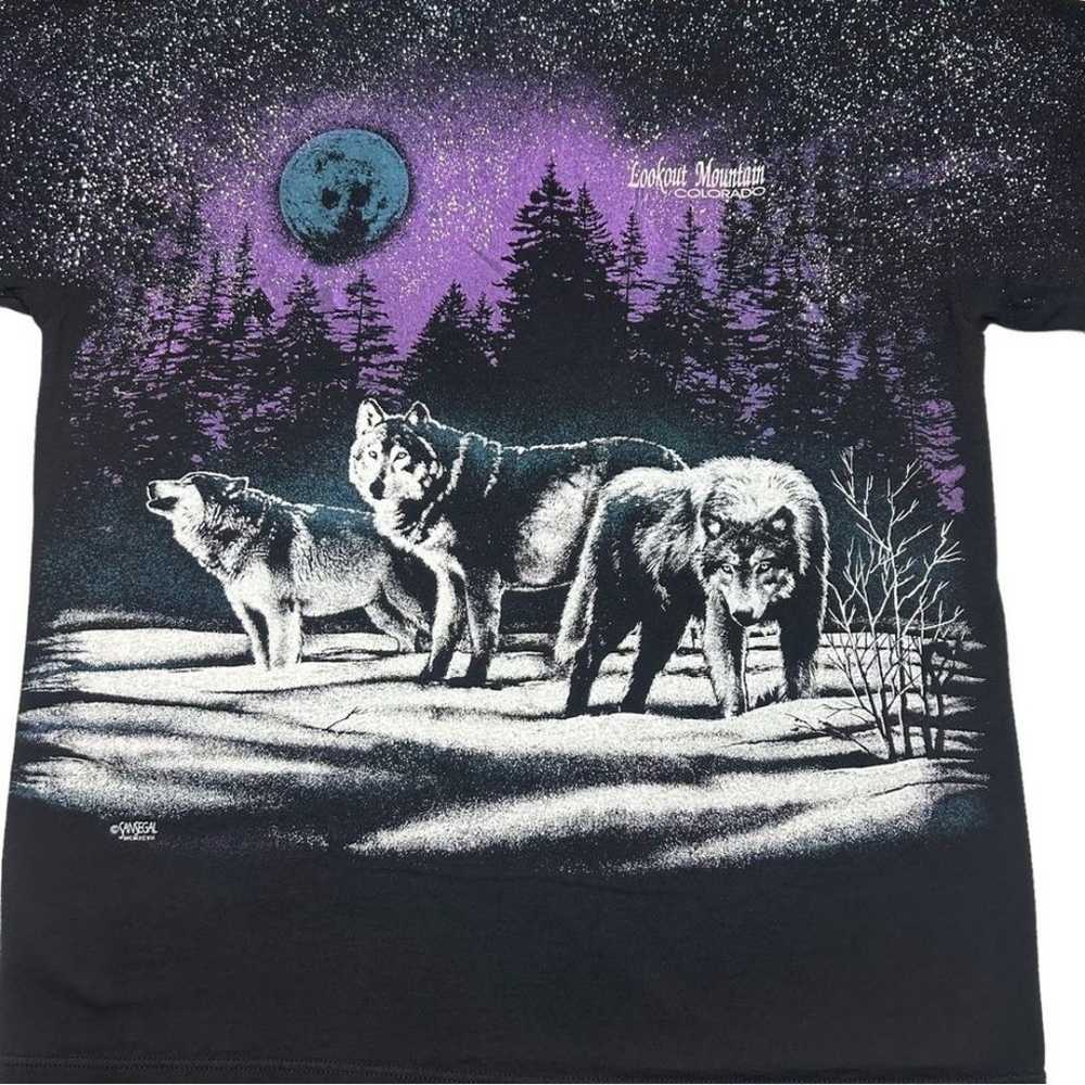 Vintage Wolf Pack All Over Print Graphic T-Shirt … - image 2