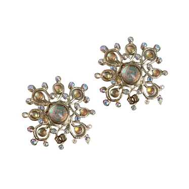 Chanel Iridescent Crystal Cluster Earrings