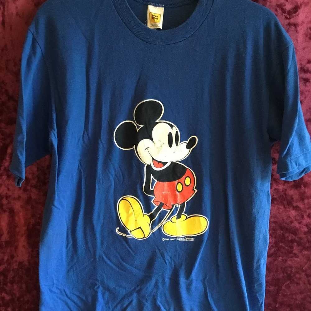Vintage Mickey Mouse Velva Sheen single stitch te… - image 1