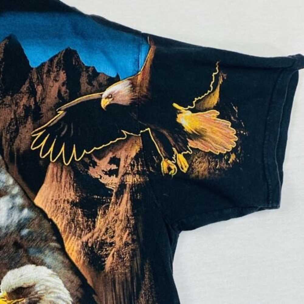 Vtg 1990s Big Face Eagle Allover Print Tshirt Men… - image 3