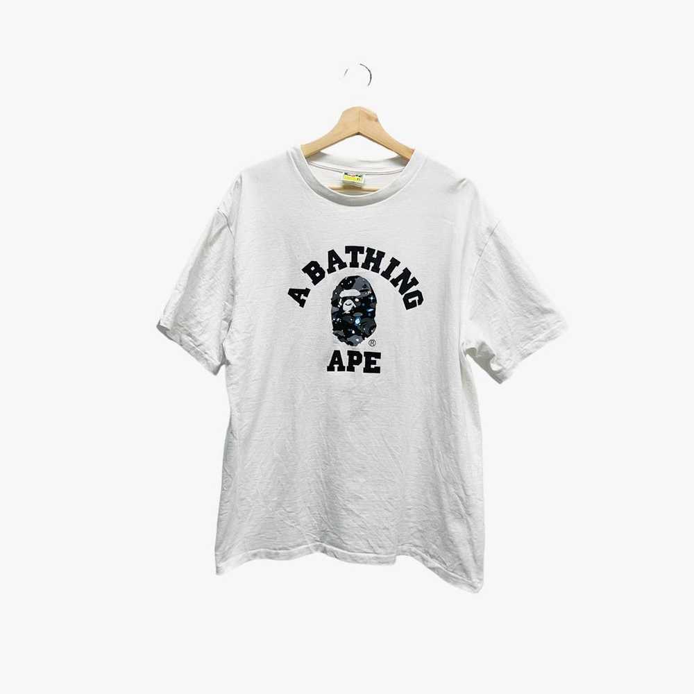 BAPE White & Navy Camo College T-Shirt Size XL Au… - image 2