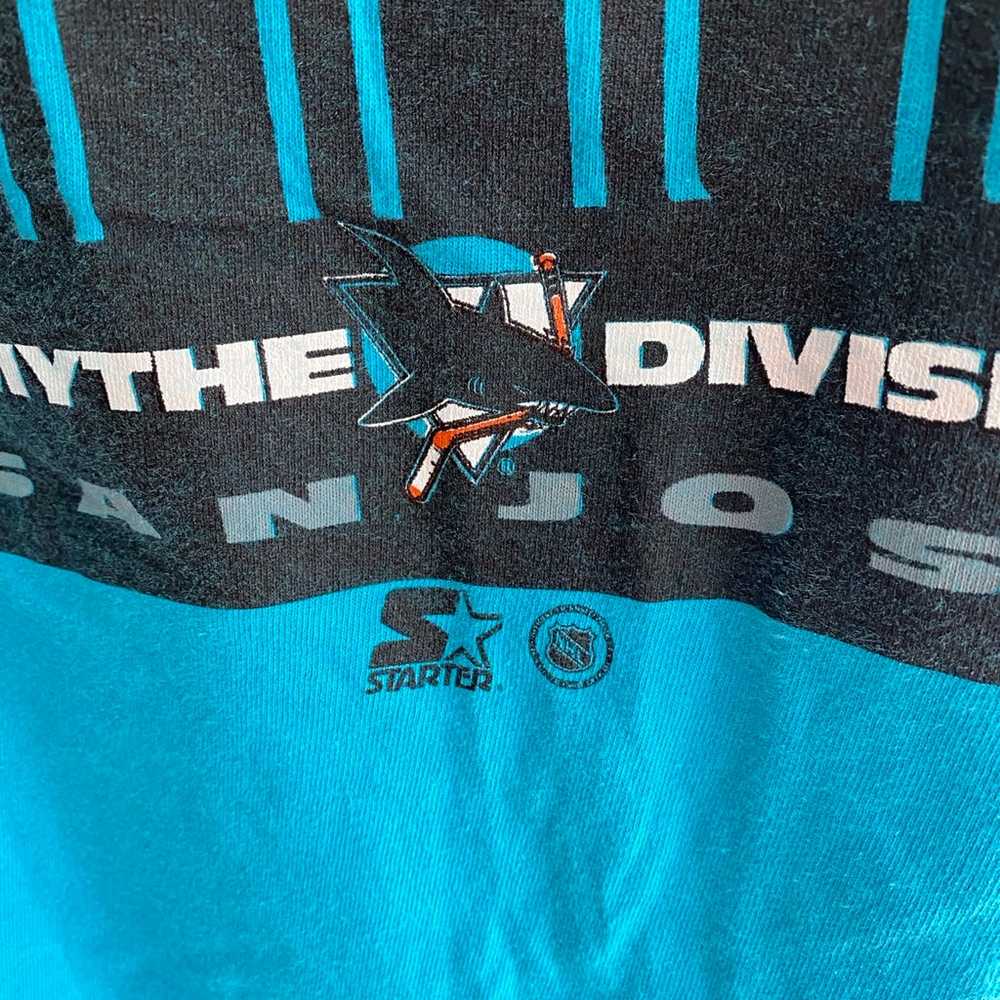 Vintage 1992 STARTER San Jose Sharks Teal T-Shirt… - image 4