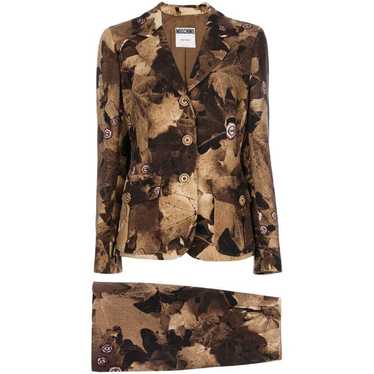 Moschino Brown Floral Pattern Wool Suit - '90s - image 1