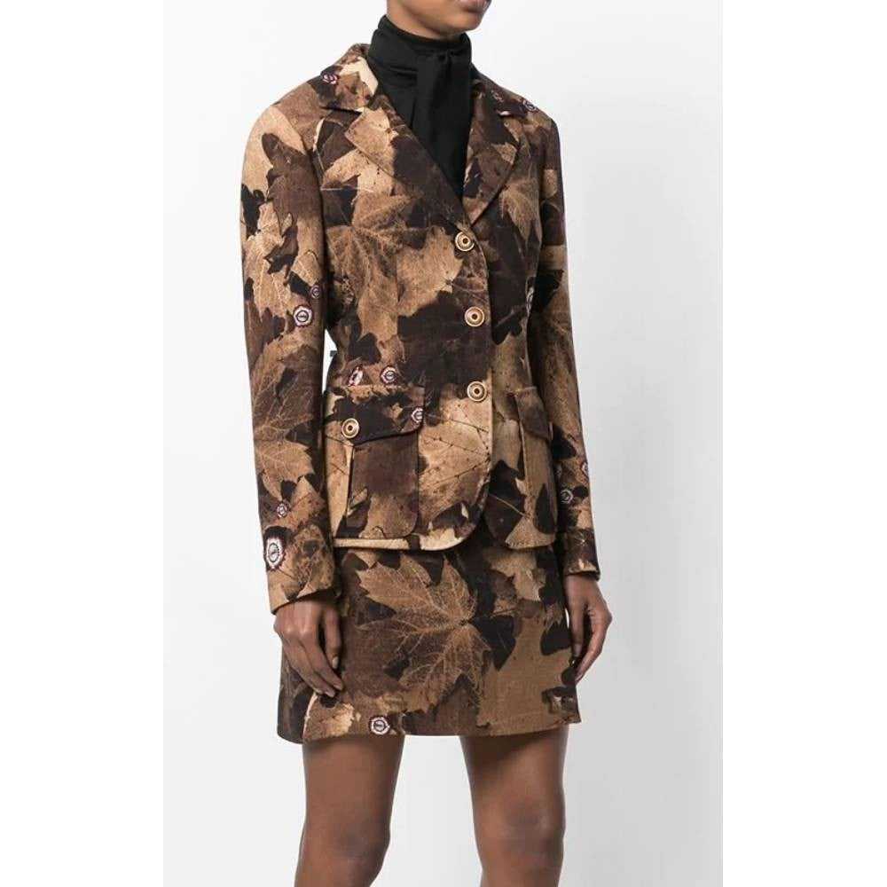 Moschino Brown Floral Pattern Wool Suit - '90s - image 2