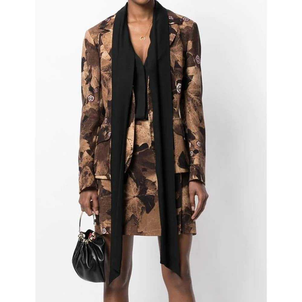 Moschino Brown Floral Pattern Wool Suit - '90s - image 4