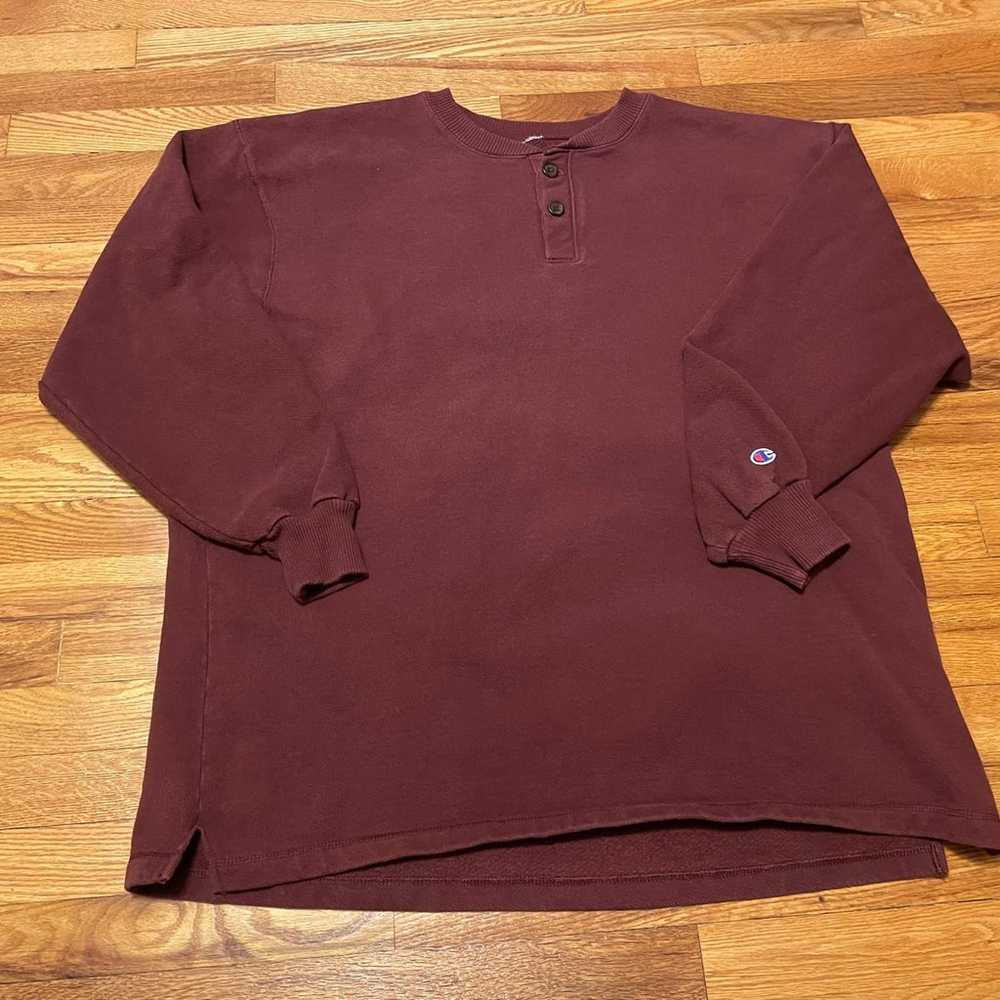 90s Champion brand Henley shirt extremely rare vi… - image 1