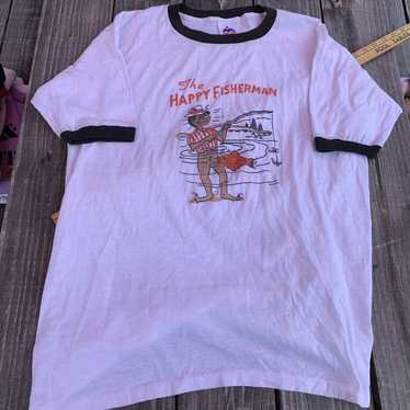 Vintage 80s 90s The Happy Fisherman T-Shirt XXL N… - image 1