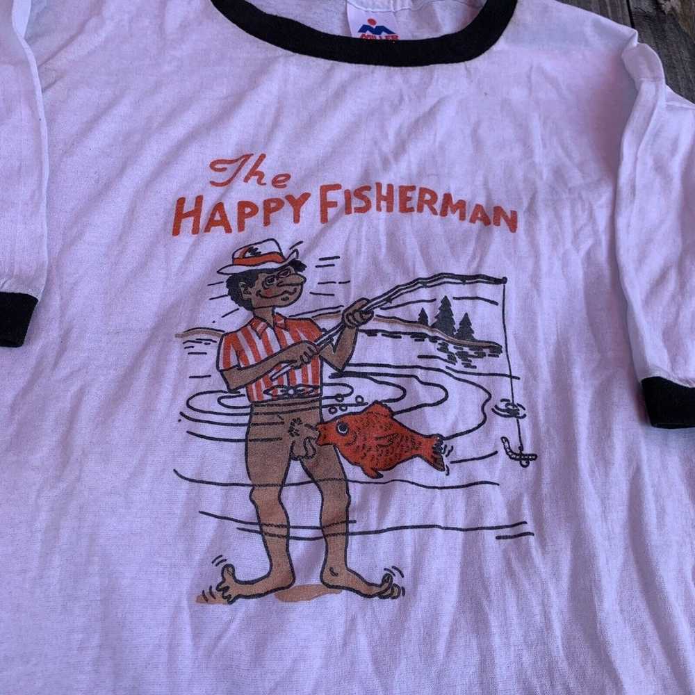 Vintage 80s 90s The Happy Fisherman T-Shirt XXL N… - image 2
