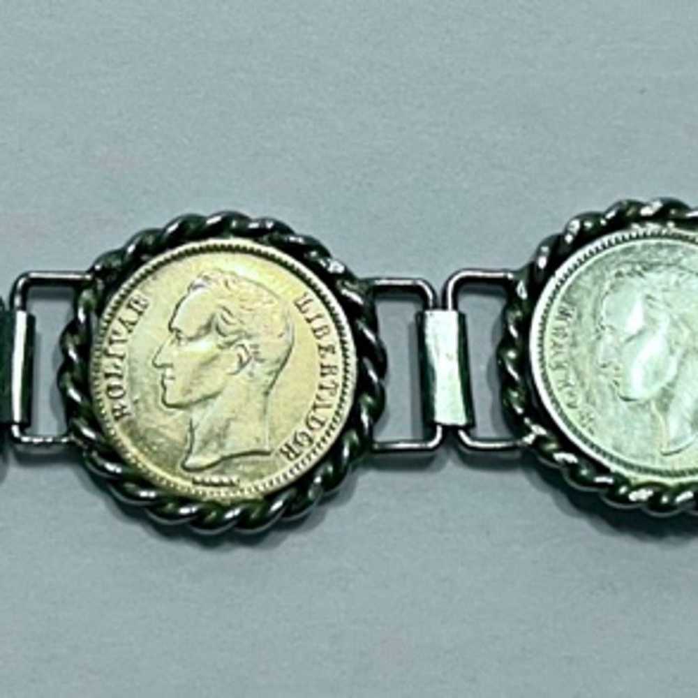 Bracelet sterling silver coins Venezuela 8” - image 2