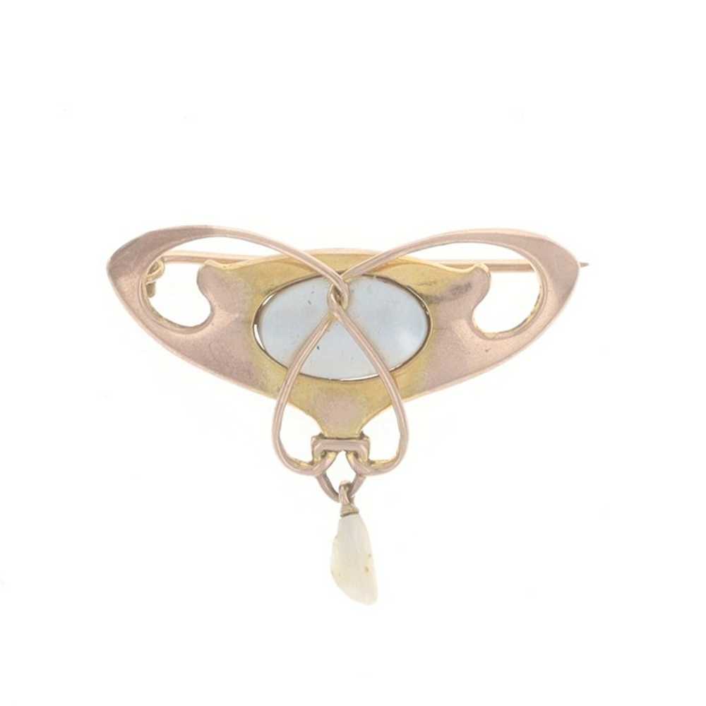 Yellow Gold Mother of Pearl & Freshwater Pearl Ed… - image 1