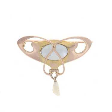 Yellow Gold Mother of Pearl & Freshwater Pearl Ed… - image 1