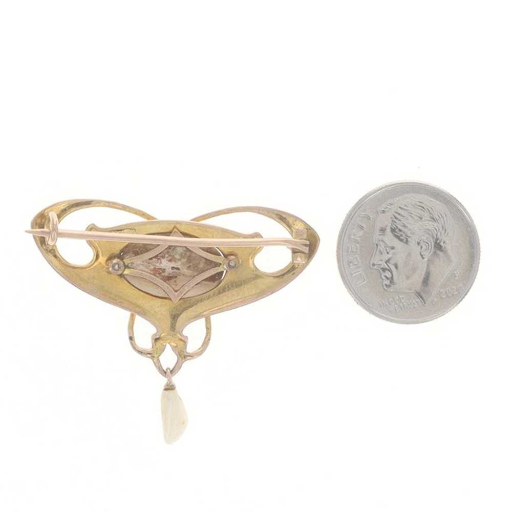 Yellow Gold Mother of Pearl & Freshwater Pearl Ed… - image 3