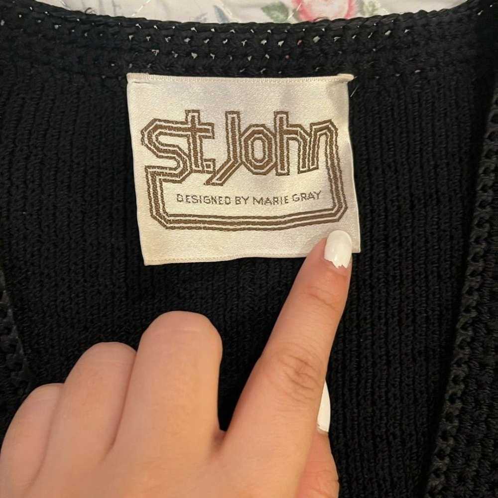 St. John Vintage Knit Black Cardigan Monochrome J… - image 4