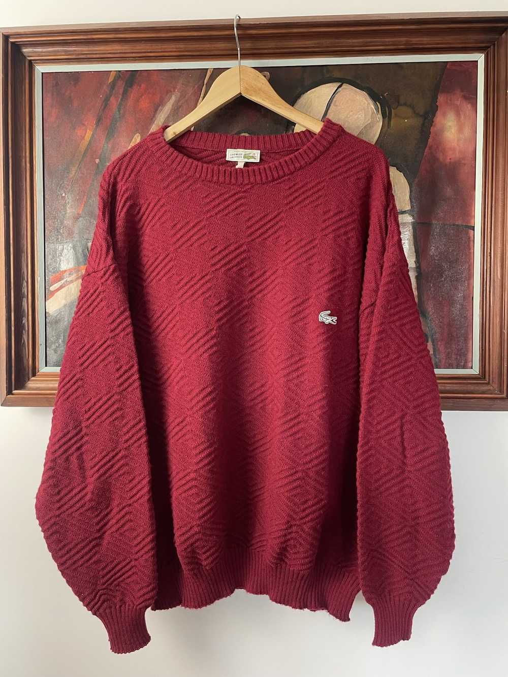 Coloured Cable Knit Sweater × Lacoste × Vintage L… - image 1