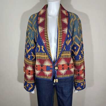 Vintage VTG Southwestern Aztec Tapestry Jacket rai