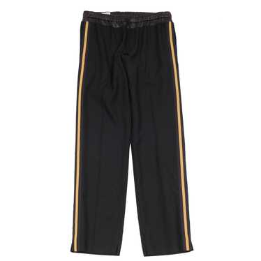 Dries Van Noten Black Gold Striped Split Hem Wool… - image 1