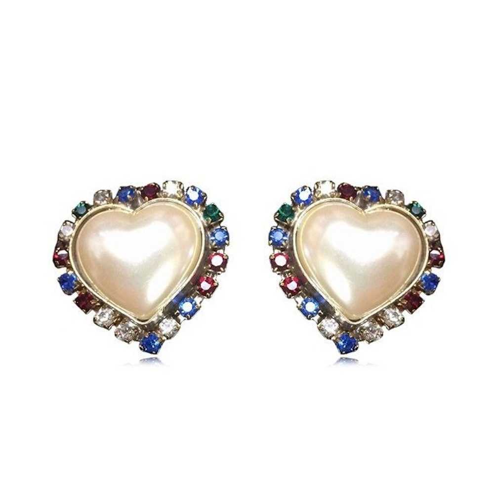 Escada Vintage ESCADA heart earrings with red, cl… - image 1