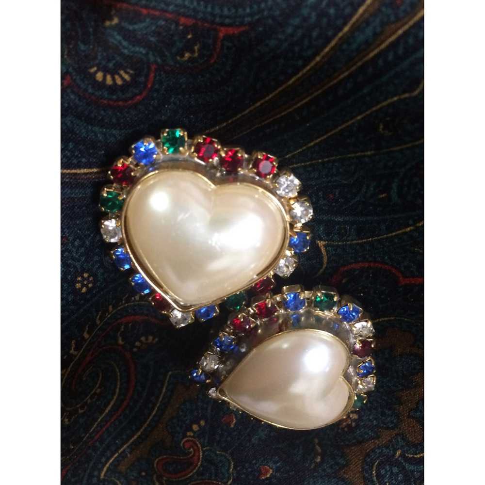 Escada Vintage ESCADA heart earrings with red, cl… - image 3